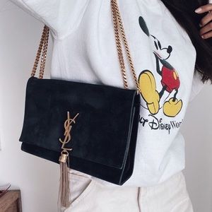 Saint Laurent Kate Black Suede Leather Shoulder